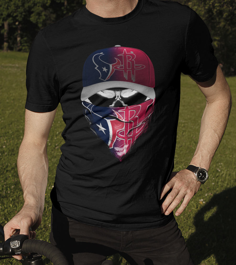 Houston Texans Rockets Combo Skull Bandana Hat T-Shirt