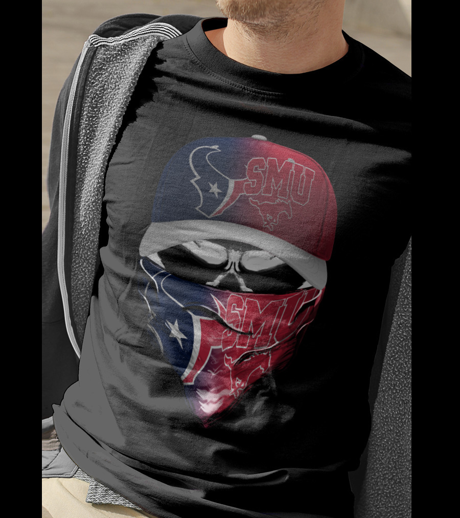 Smu Texas Football Skull Mask Houston Texans T-Shirt