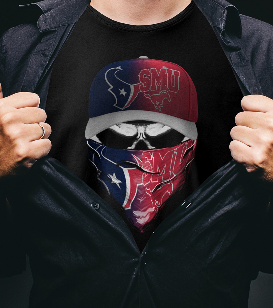 Smu Texas Football Skull Mask Houston Texans T-Shirt