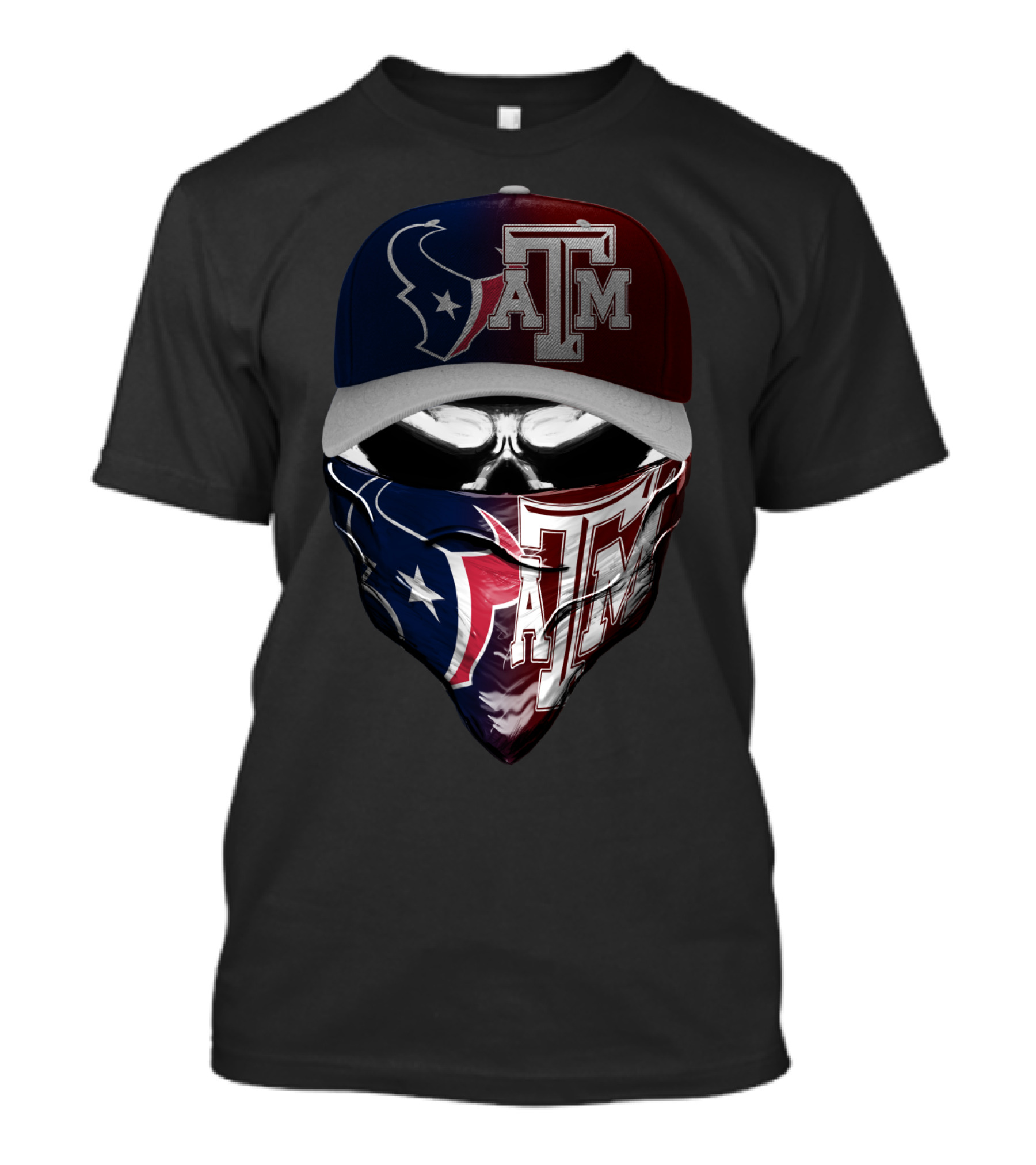 Houston Texans Texas A&M Aggies Skull Mask Hat Combination T-Shirt