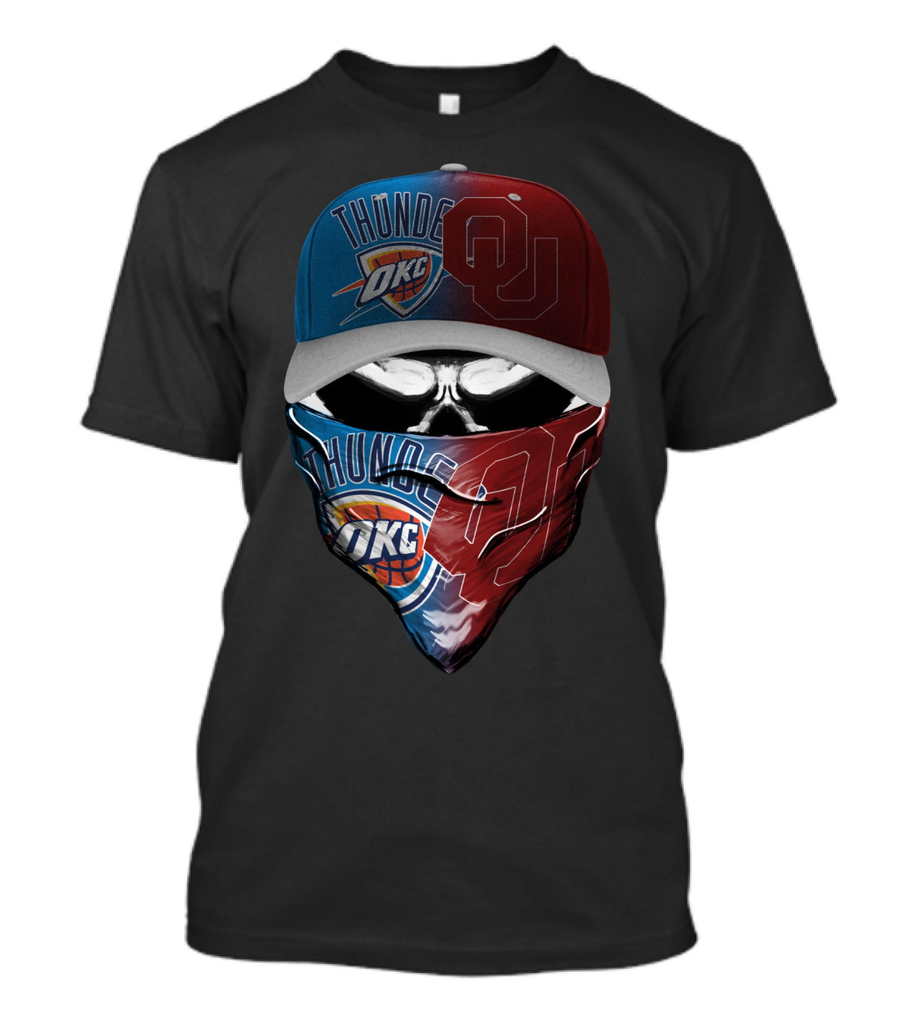 Thunder Okc Ou Cap And Bandana Combination T-Shirt
