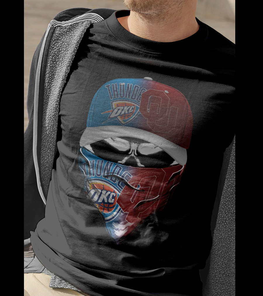 Thunder Okc Ou Cap And Bandana Combination T-Shirt