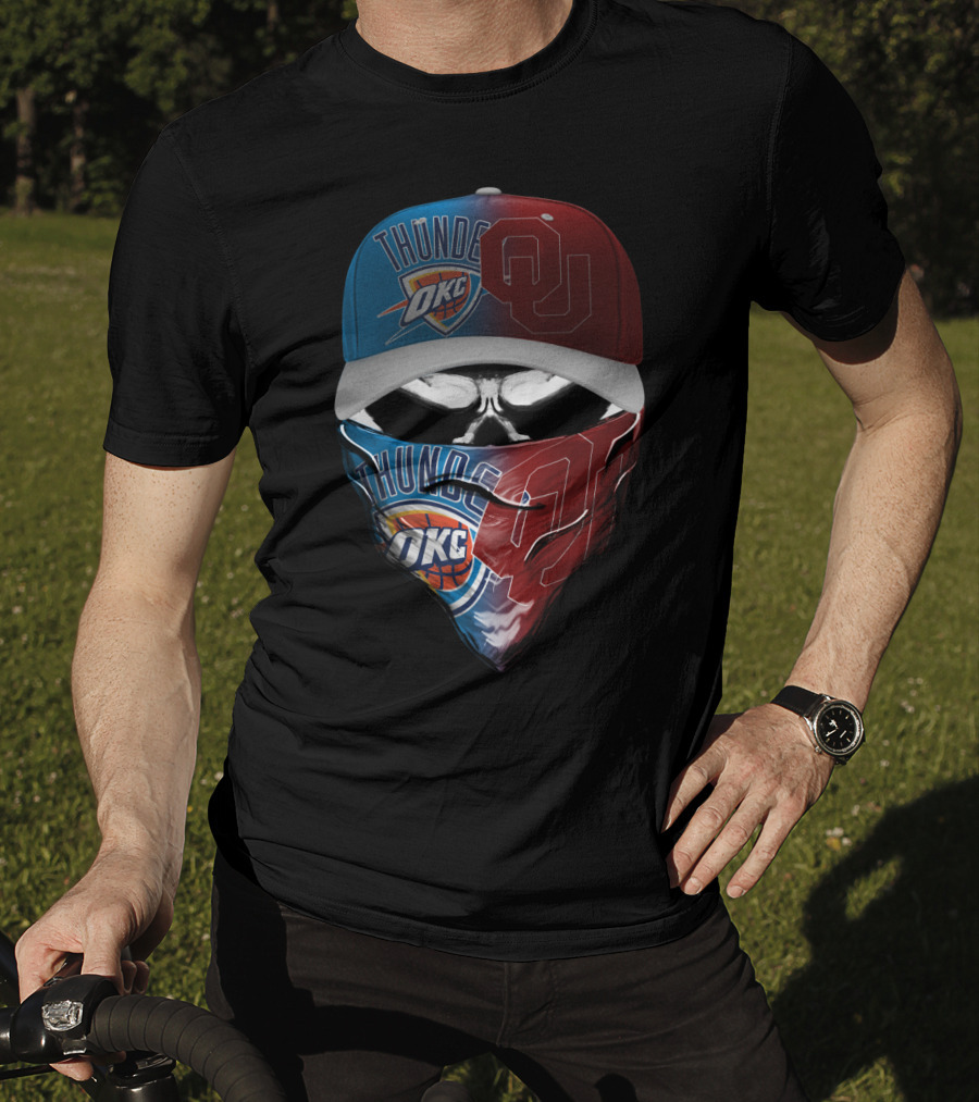 Thunder Okc Ou Cap And Bandana Combination T-Shirt