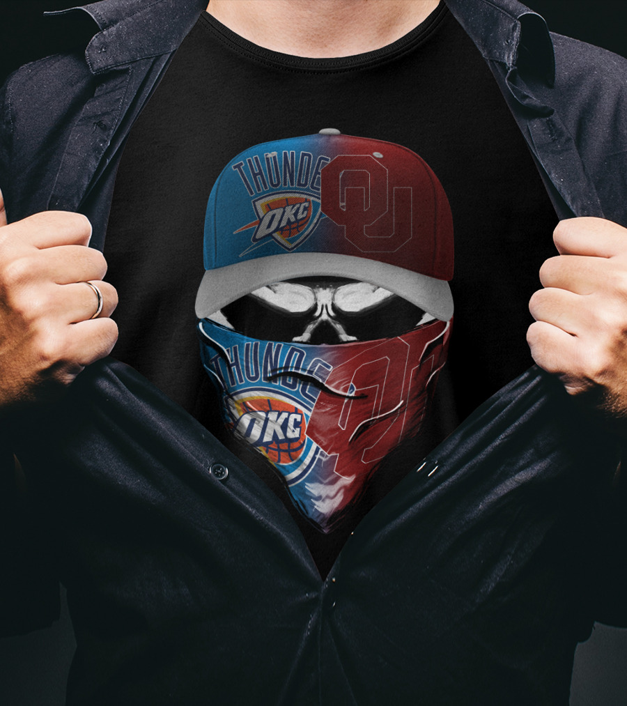 Thunder Okc Ou Cap And Bandana Combination T-Shirt