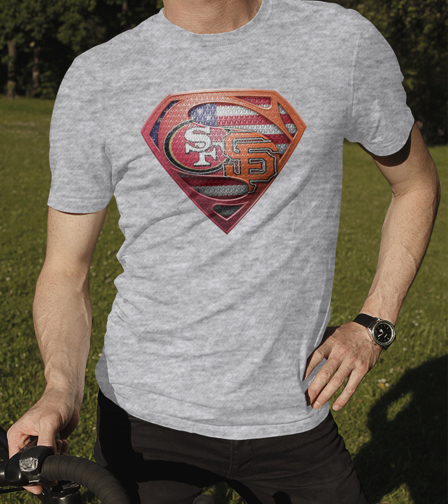 Sf 49ers Sf Giants Superman American Flag T-Shirt