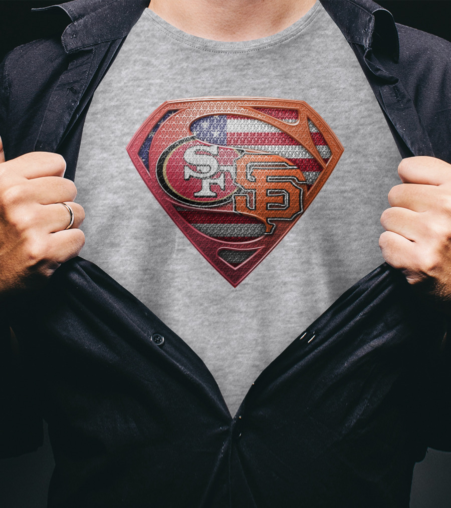 Sf 49ers Sf Giants Superman American Flag T-Shirt