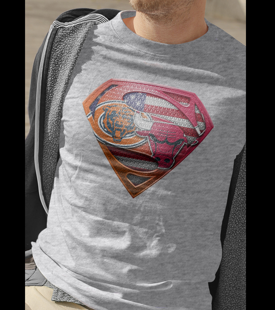 Super Symbols Collage:  Bears Bulls Usa Flag T-Shirt