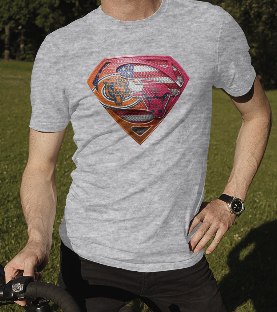 Super Symbols Collage:  Bears Bulls Usa Flag T-Shirt