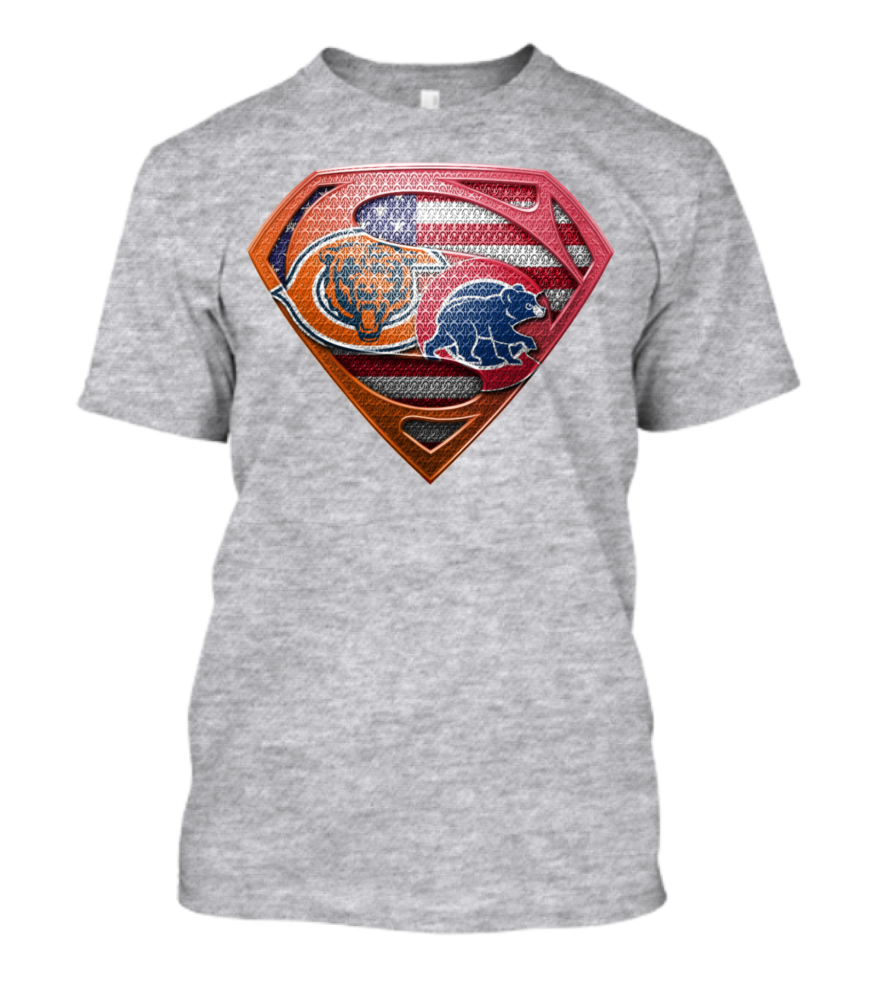 Superman Shield Chicago Bears American Flag Crest T-Shirt
