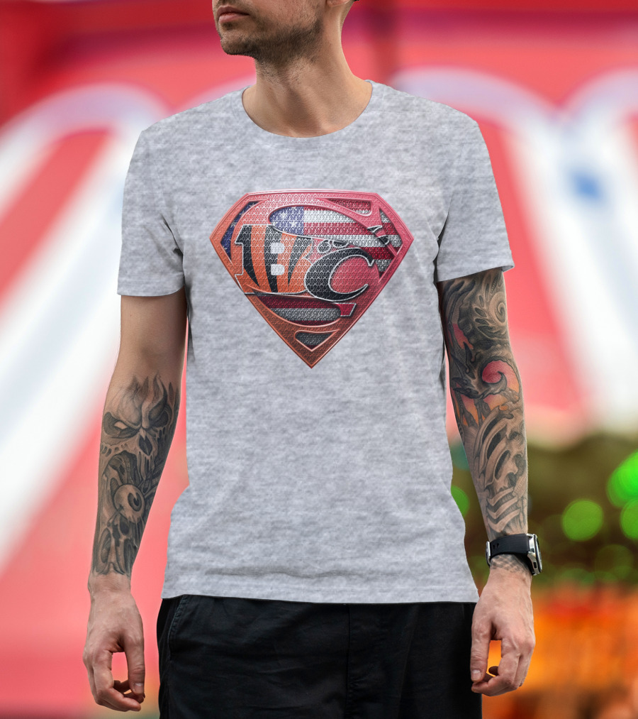 Superman Nfl Logo With American Flag Shield T-Shirt