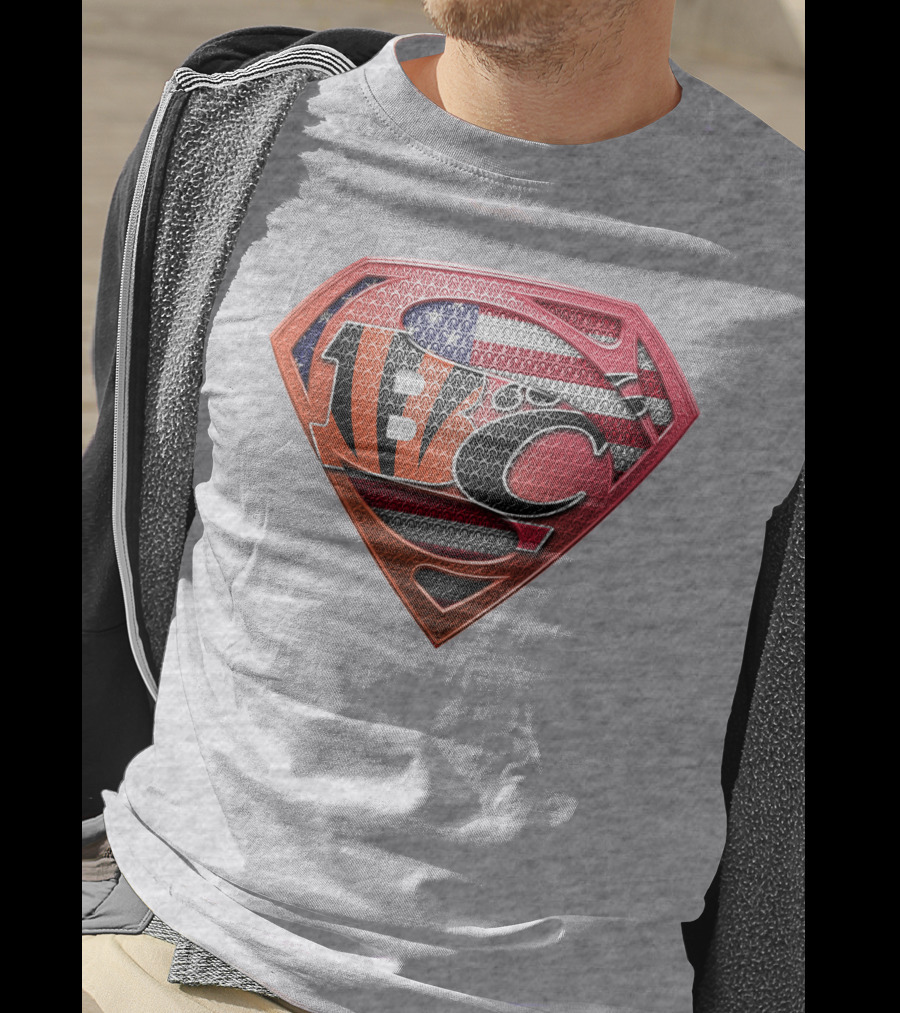 Superman Nfl Logo With American Flag Shield T-Shirt