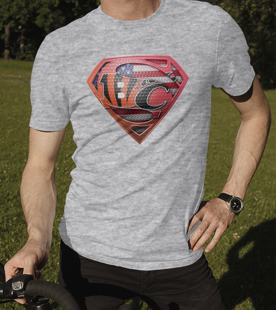 Superman Nfl Logo With American Flag Shield T-Shirt