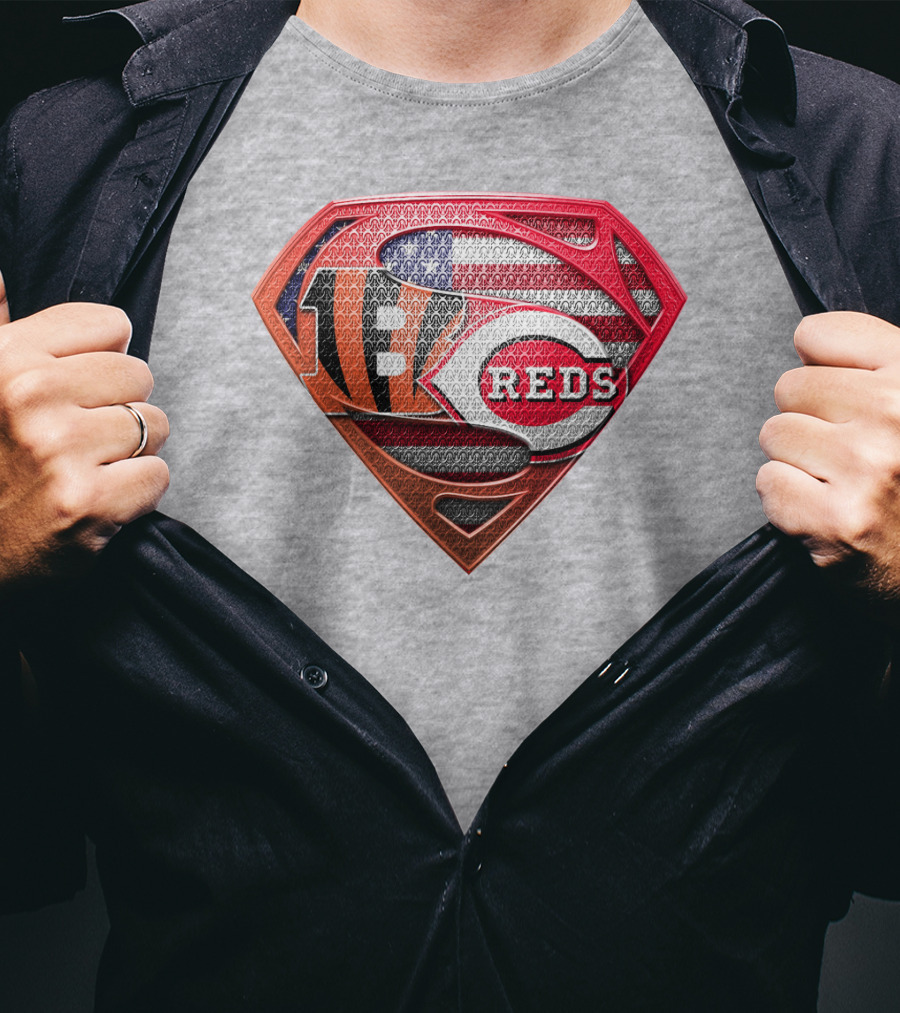 Bengals Reds American Flag Super Symbol T-Shirt