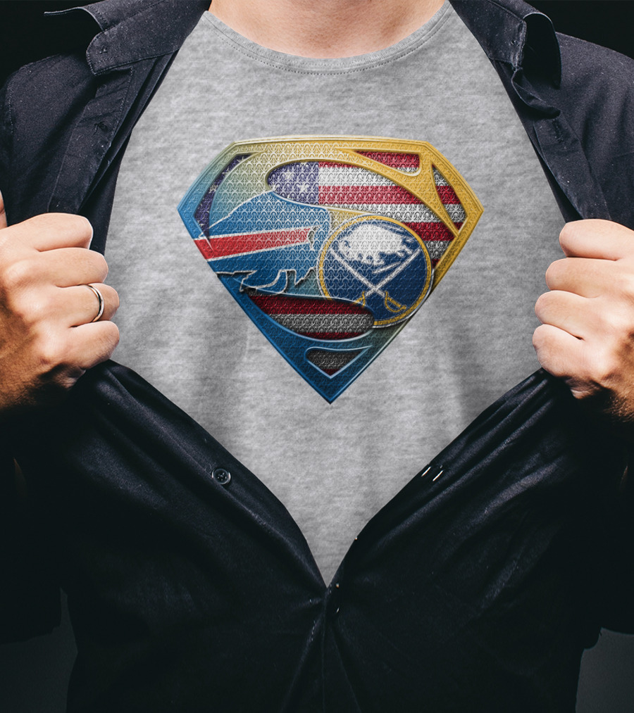Super Buffalo Sabres American Flag Shield T-Shirt