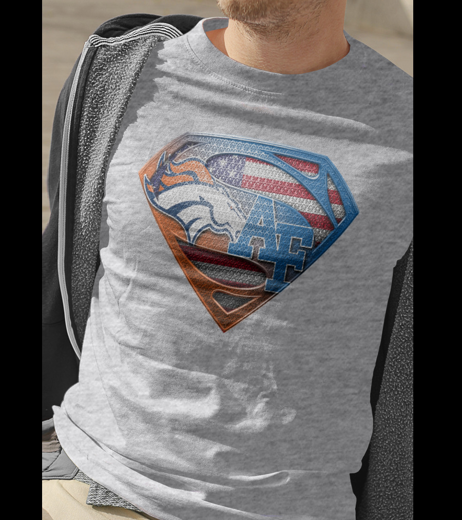 Air Force Falcons Denver Broncos American Flag Shield T-Shirt