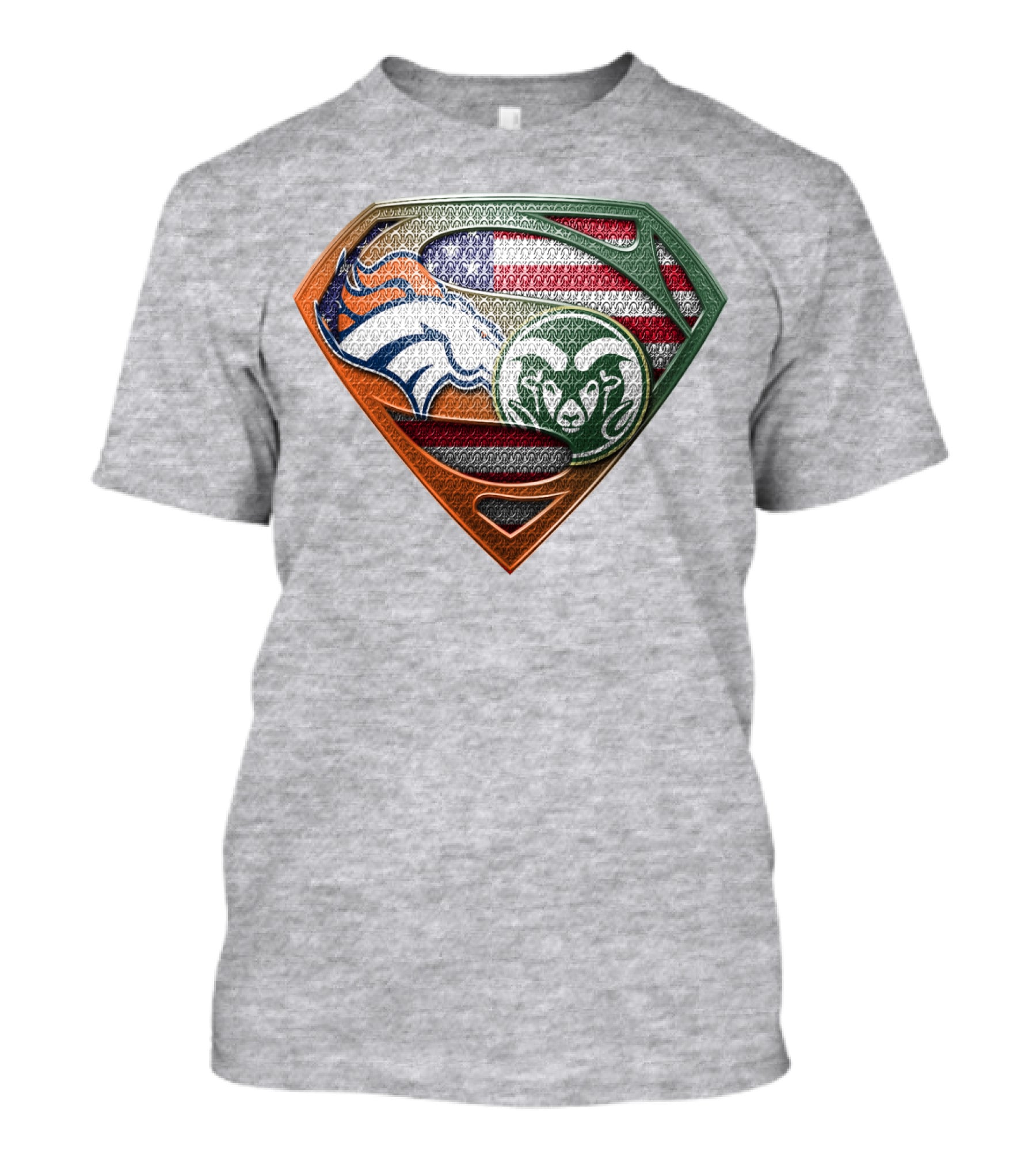 Broncos Rams Superman Shield American Flag T-Shirt
