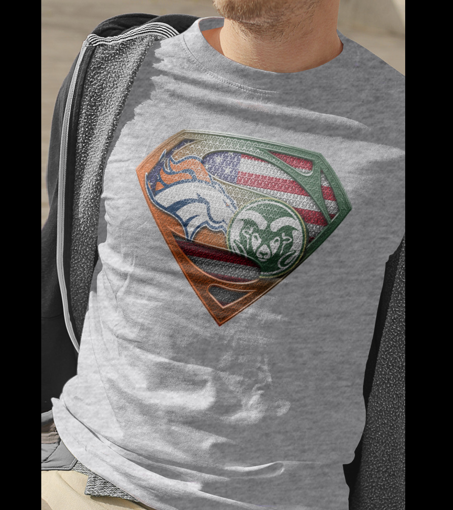 Broncos Rams Superman Shield American Flag T-Shirt