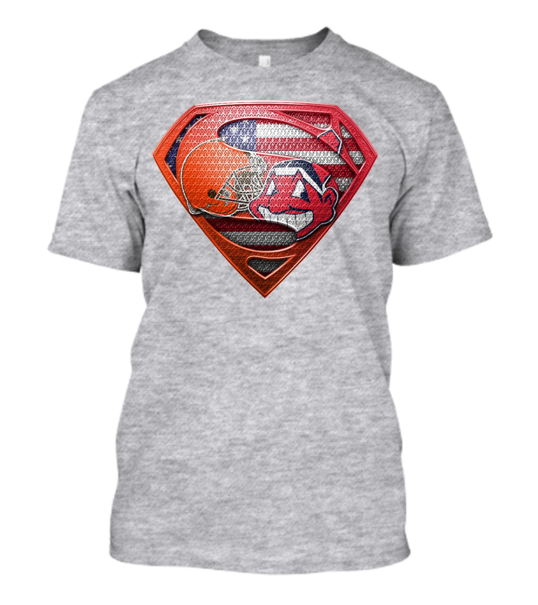 Superman Shield Cleveland Browns Helmet Chief Wahoo American Flag T-Shirt