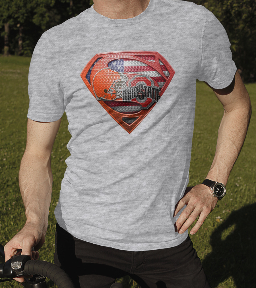 Ohio State Buckeyes American Flag Superman Logo Sps T-Shirt