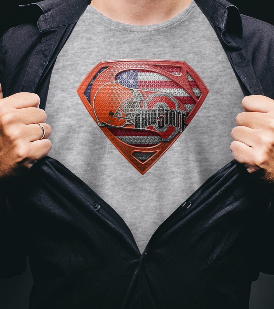 Ohio State Buckeyes American Flag Superman Logo Sps T-Shirt