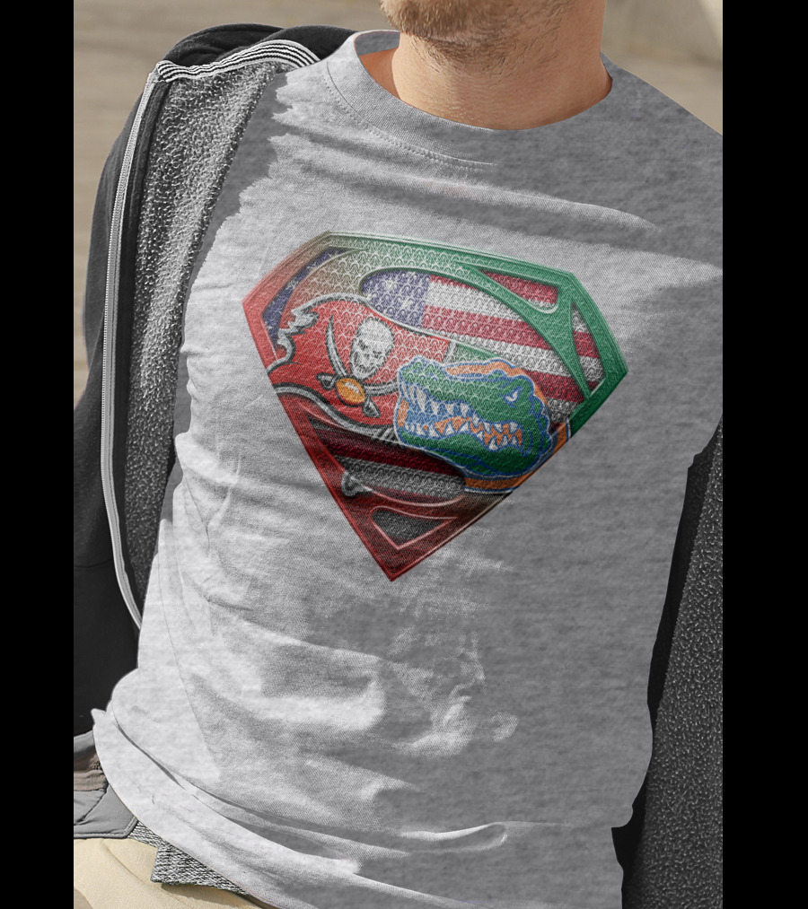 Superman Logo Tampa Bay Buccaneers Florida Gators American Flag T-Shirt