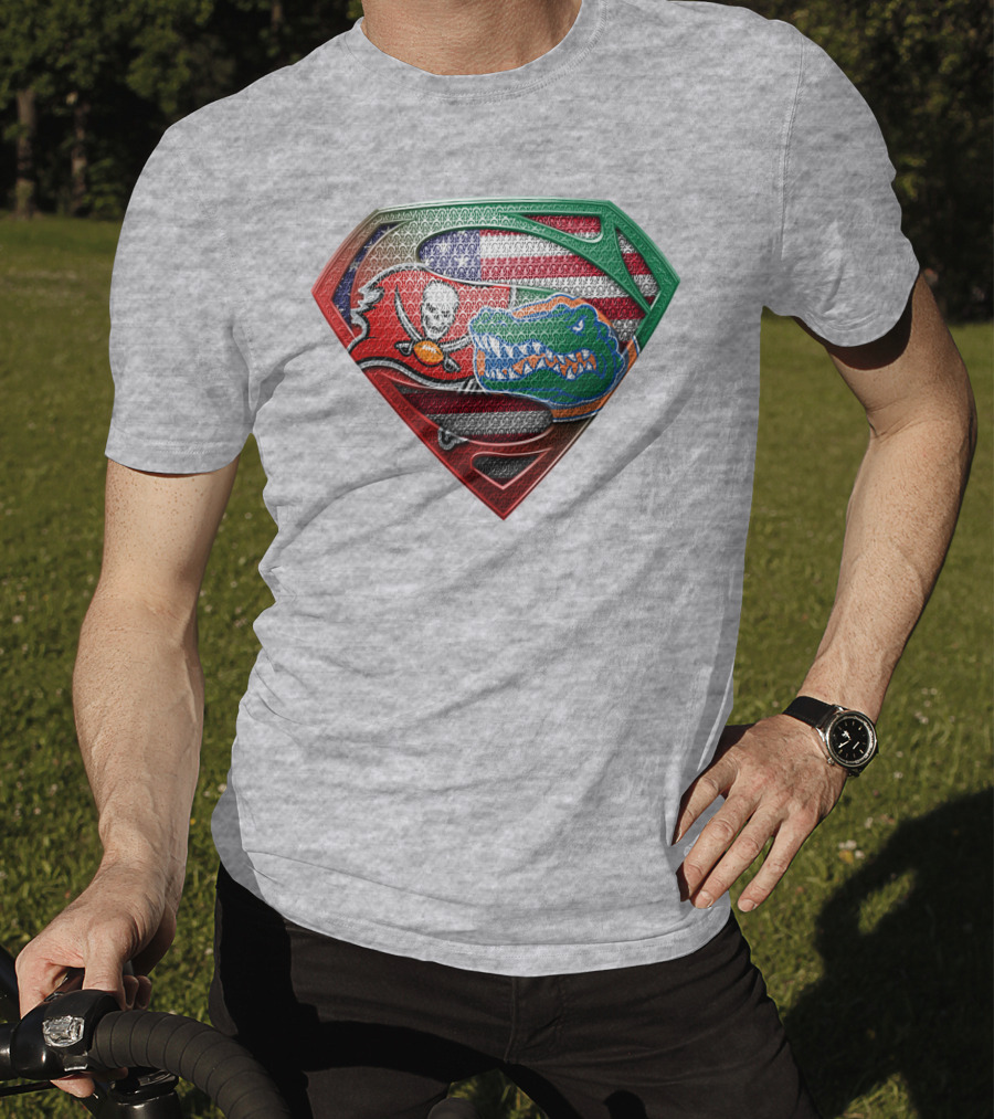 Superman Logo Tampa Bay Buccaneers Florida Gators American Flag T-Shirt