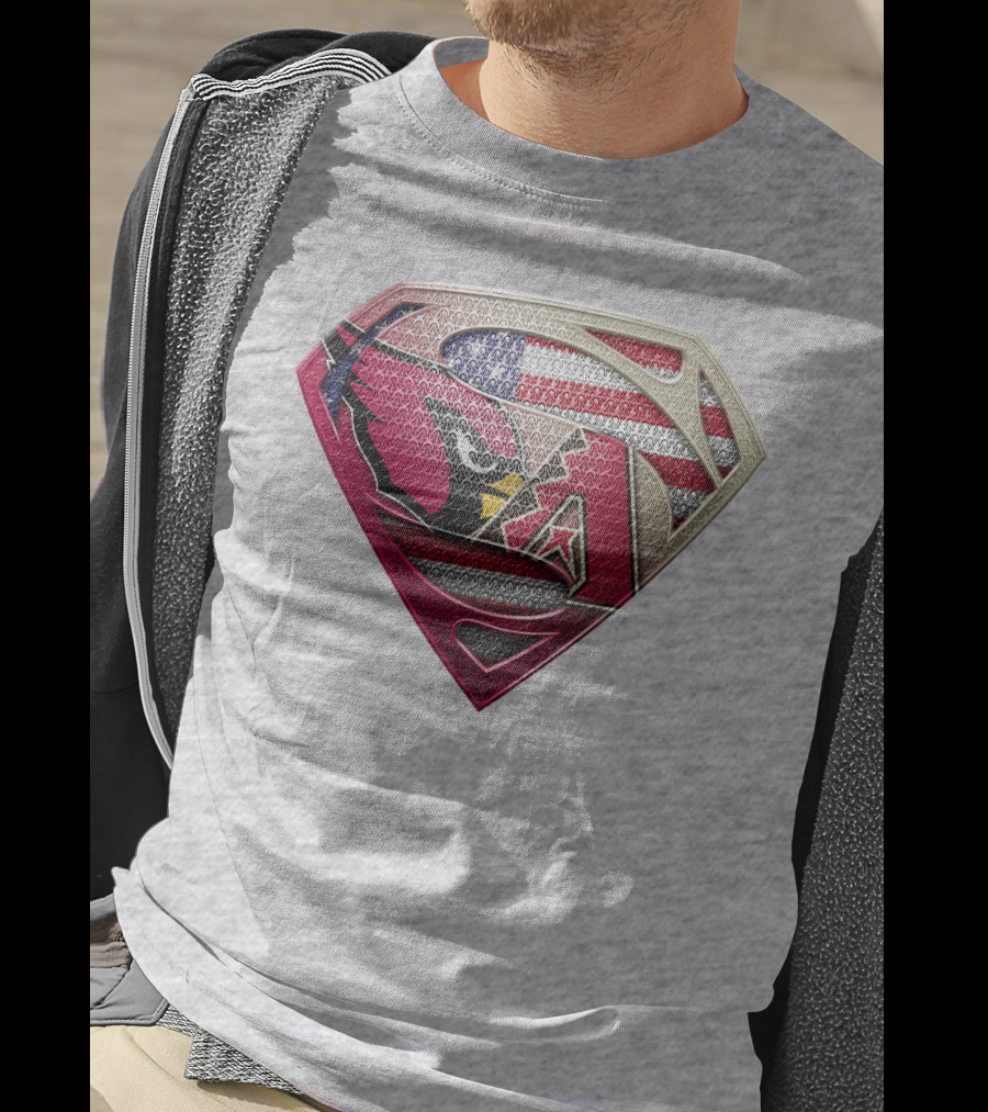 Superman American Flag Arizona Cardinals Logo Fusion T-Shirt