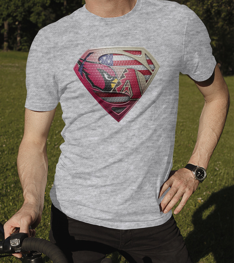 Superman American Flag Arizona Cardinals Logo Fusion T-Shirt