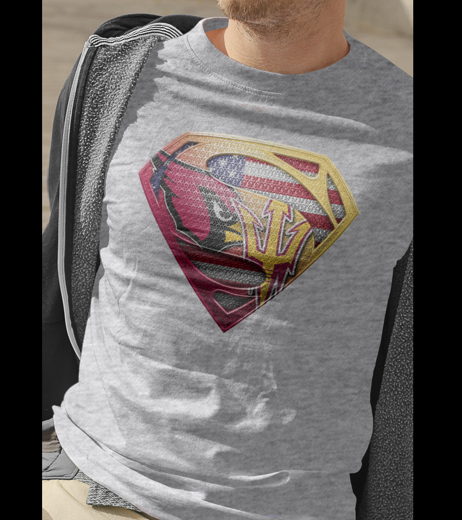 Cardinals And Sun Devils Super Shield American Flag T-Shirt