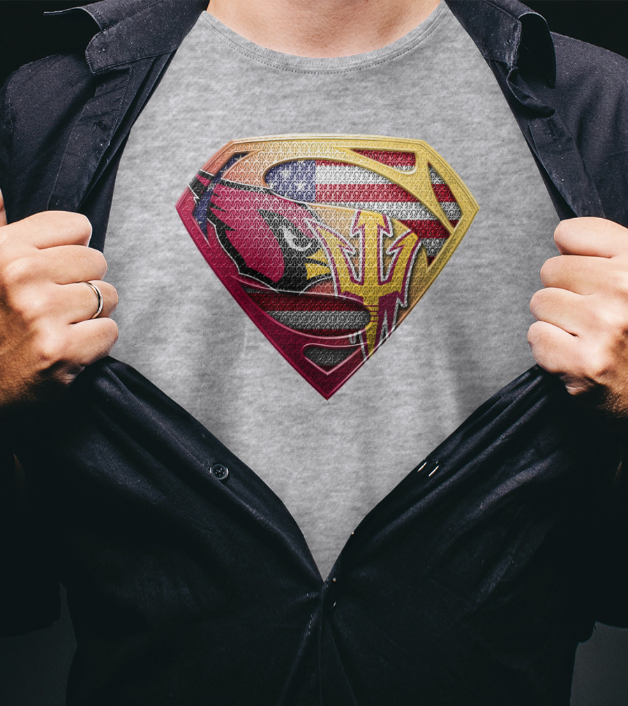 Cardinals And Sun Devils Super Shield American Flag T-Shirt