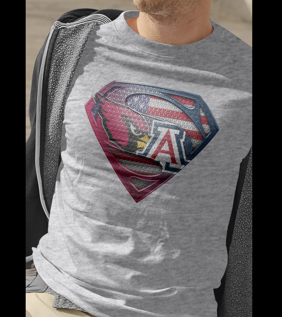 Arizona Cardinals Arizona Wildcats American Flag Shield T-Shirt