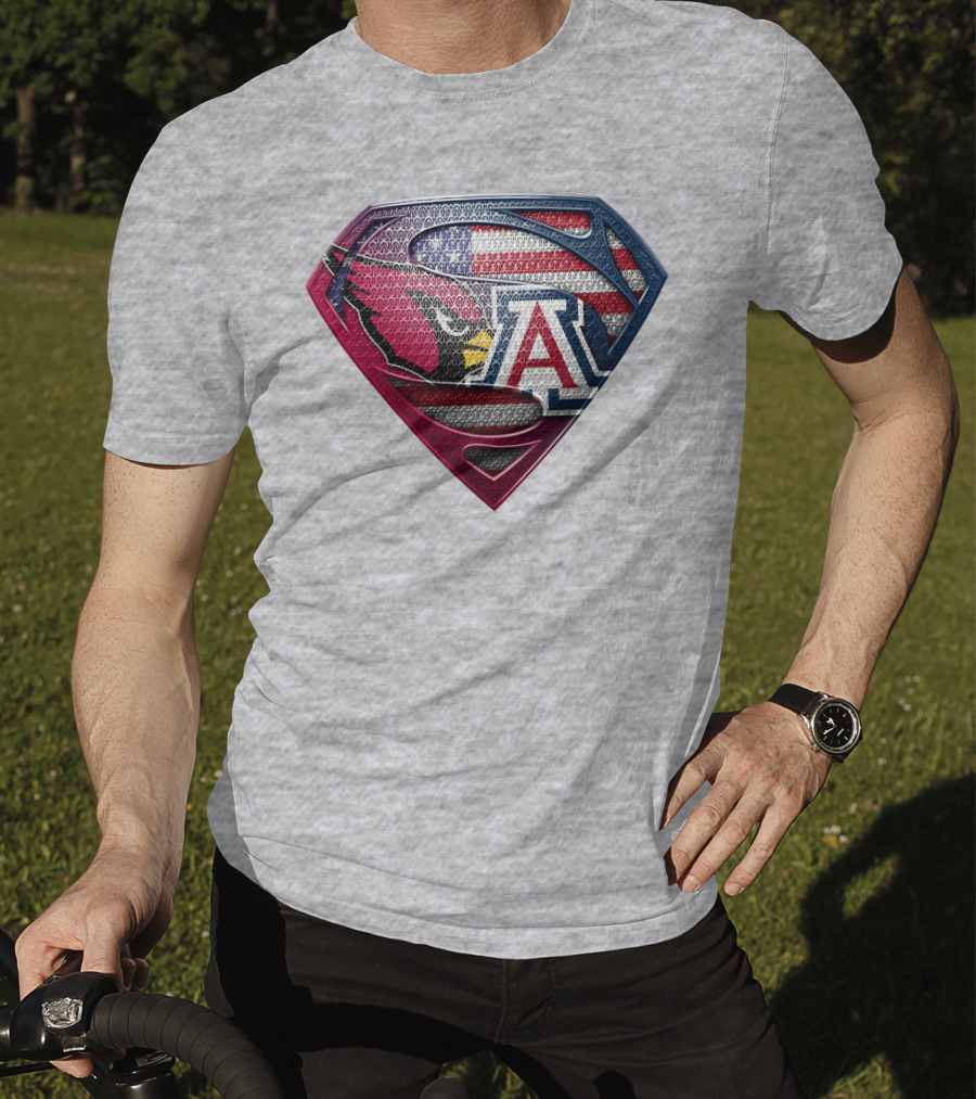 Arizona Cardinals Arizona Wildcats American Flag Shield T-Shirt