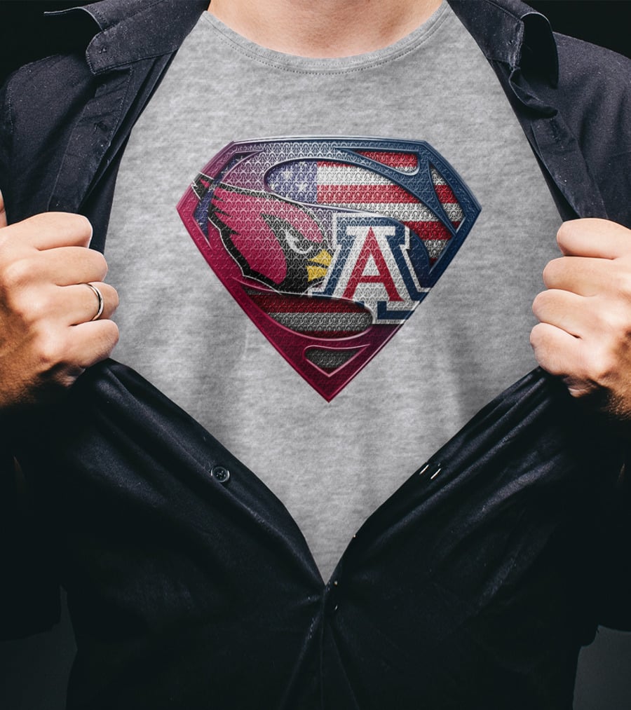 Arizona Cardinals Arizona Wildcats American Flag Shield T-Shirt