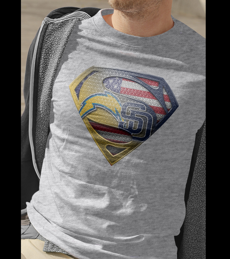 Superman Logo Chargers Sd Padres American Flag T-Shirt