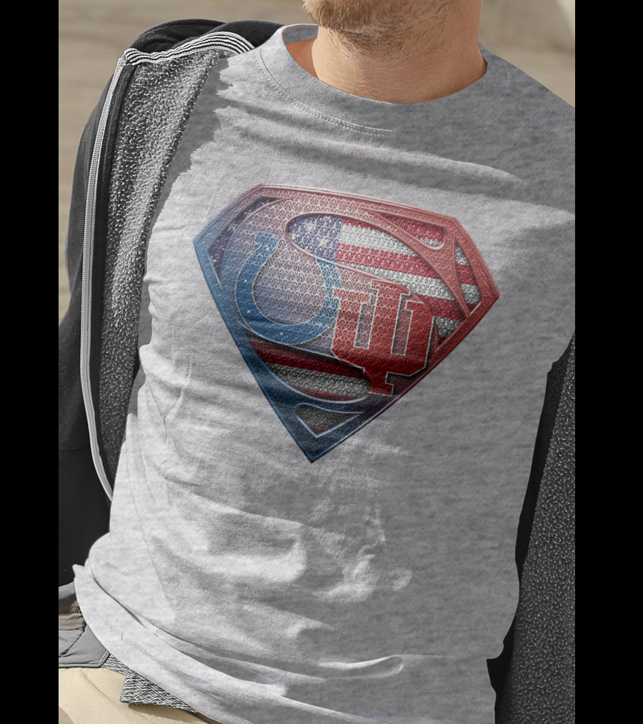 Superman Colts Indiana University American Flag T-Shirt