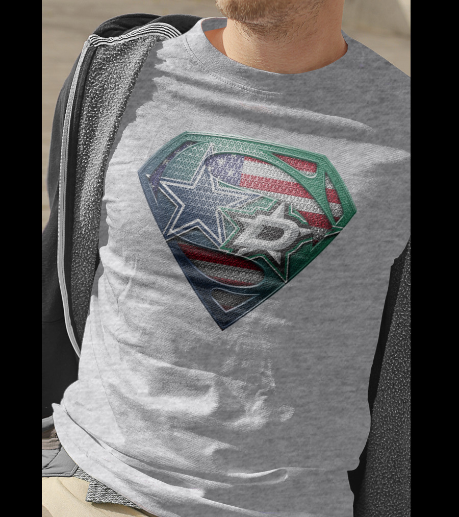 Dallas Stars American Flag Superman T-Shirt