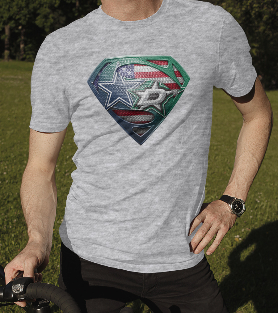 Dallas Stars American Flag Superman T-Shirt