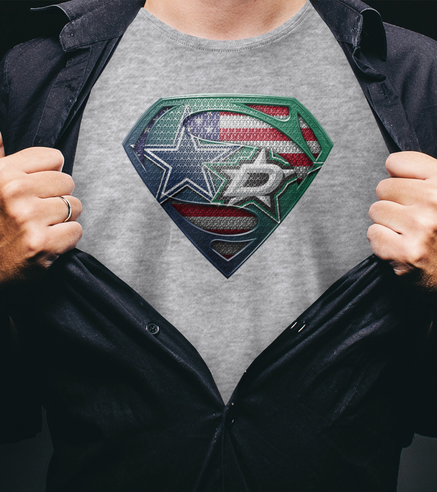 Dallas Stars American Flag Superman T-Shirt