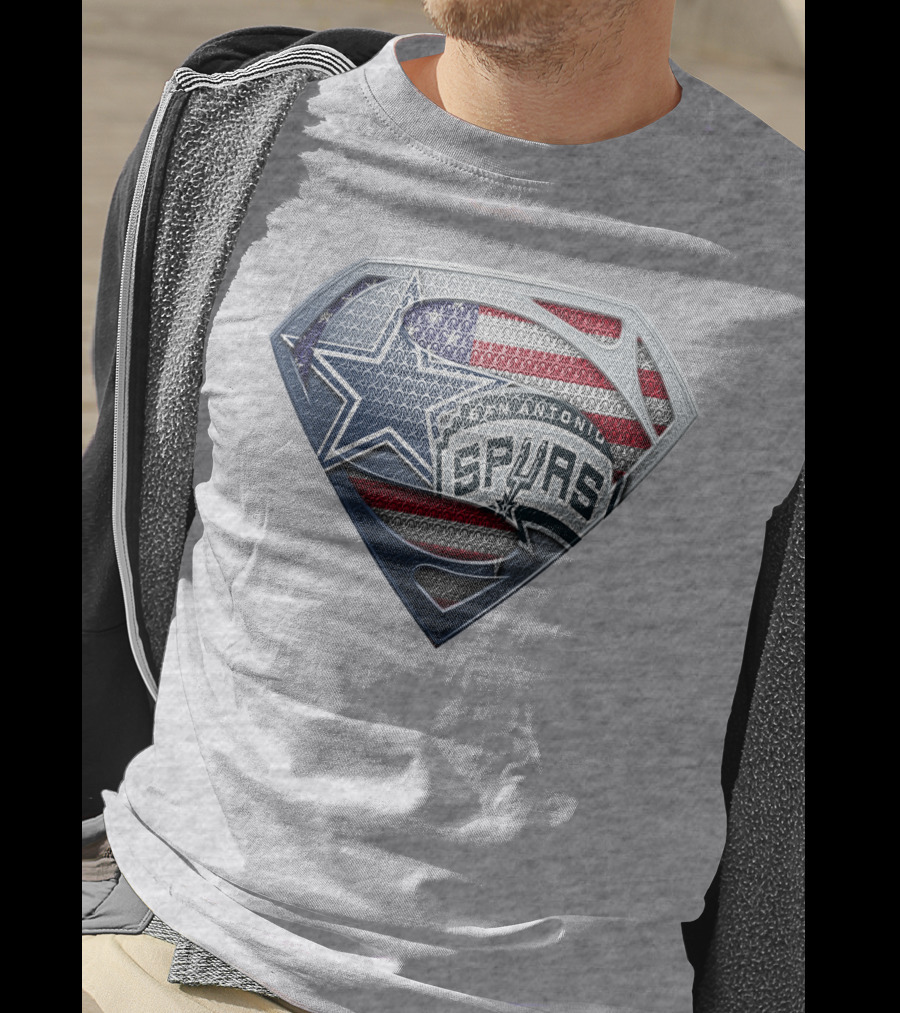 San Antonio Spurs Superman Shield Usa Flag T-Shirt
