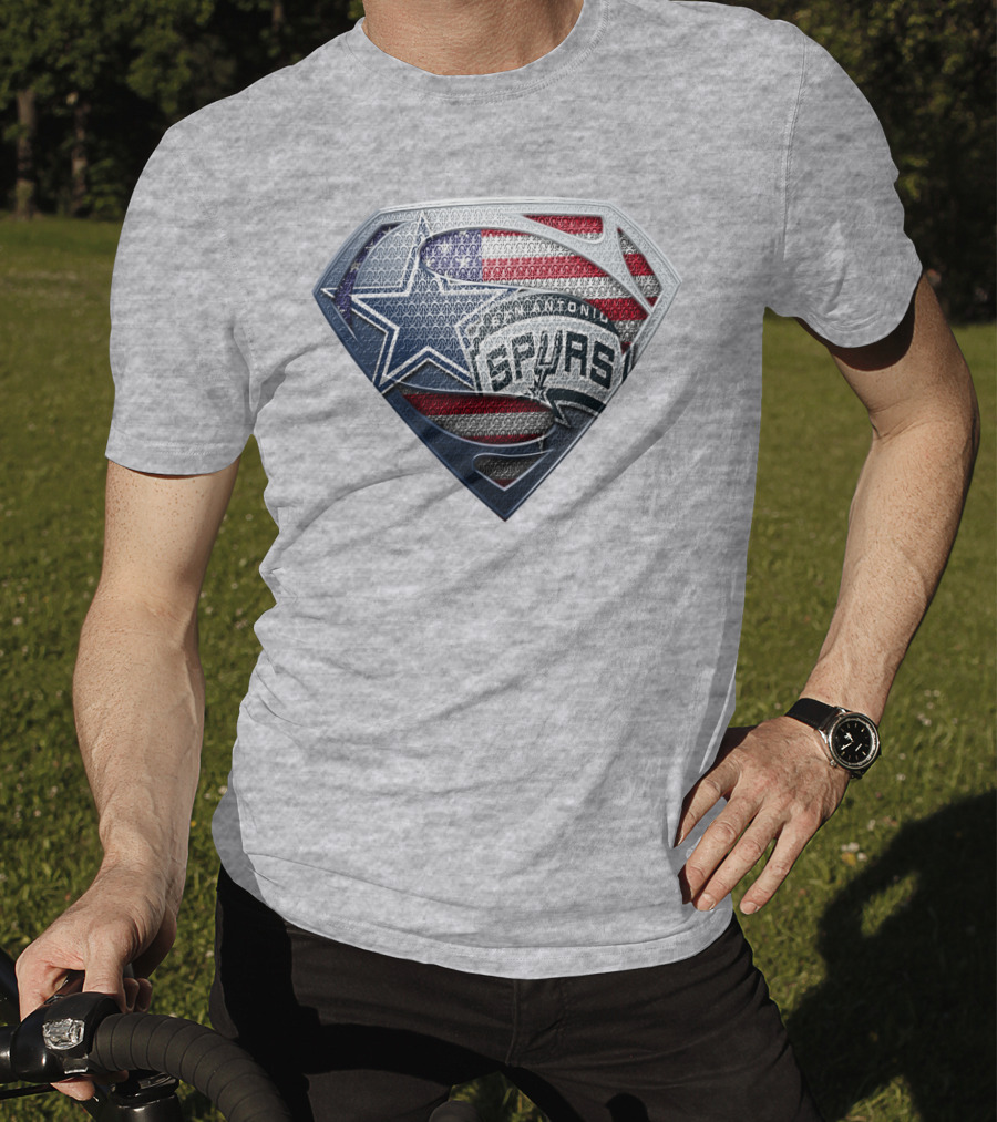 San Antonio Spurs Superman Shield Usa Flag T-Shirt