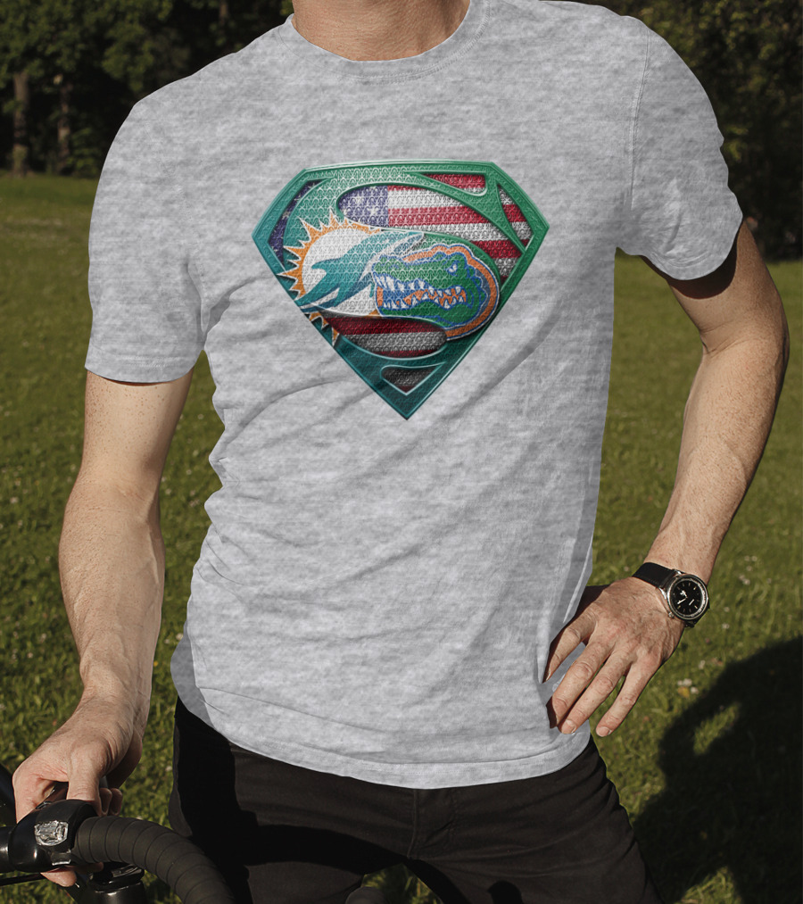 Superman Gator American Flag Miami Football T-Shirt