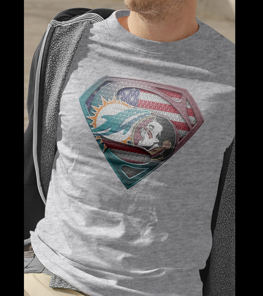 Miami Dolphins Superman American Flag T-Shirt