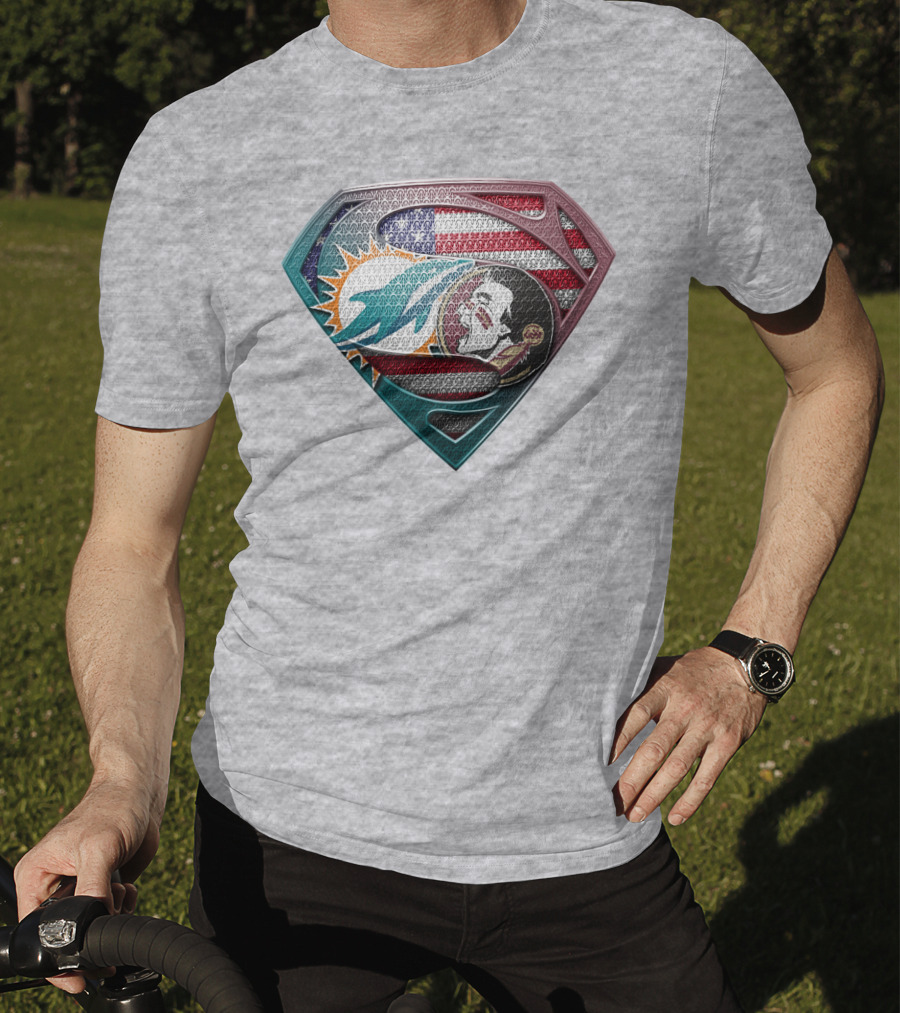 Miami Dolphins Superman American Flag T-Shirt