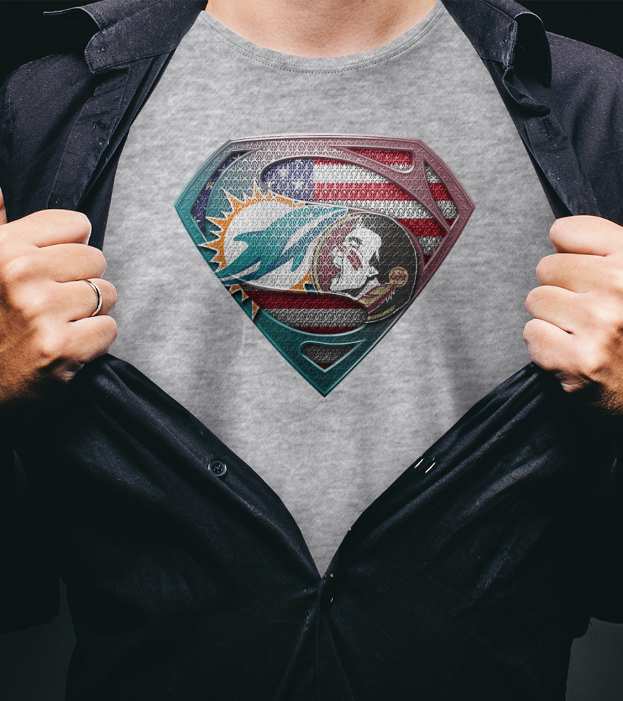 Miami Dolphins Superman American Flag T-Shirt