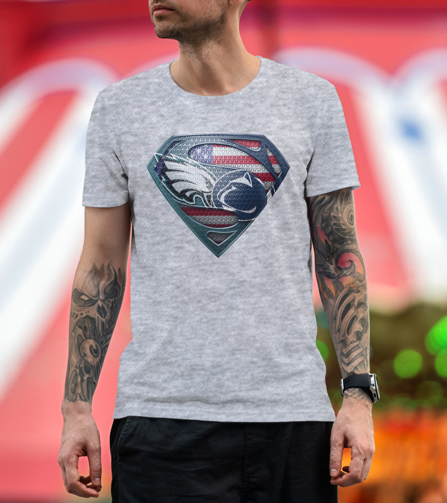 American Flag Philadelphia Eagles Penn State Superman Shield T-Shirt