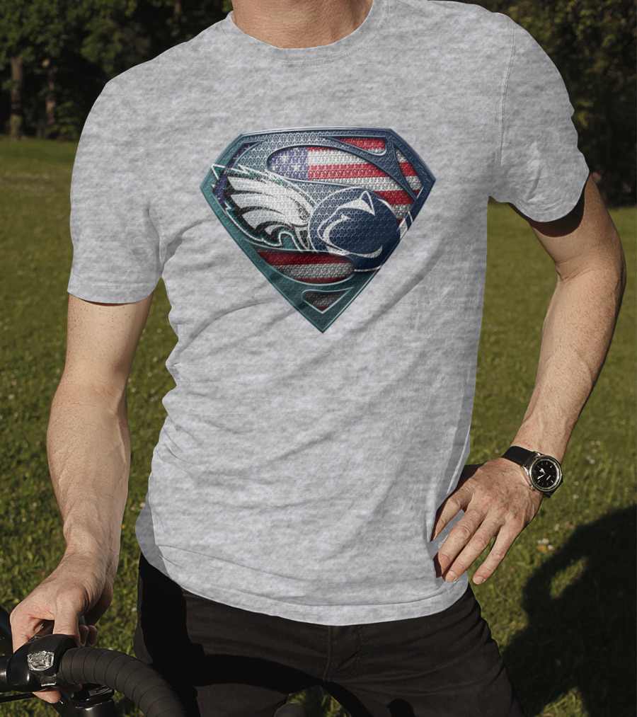 American Flag Philadelphia Eagles Penn State Superman Shield T-Shirt
