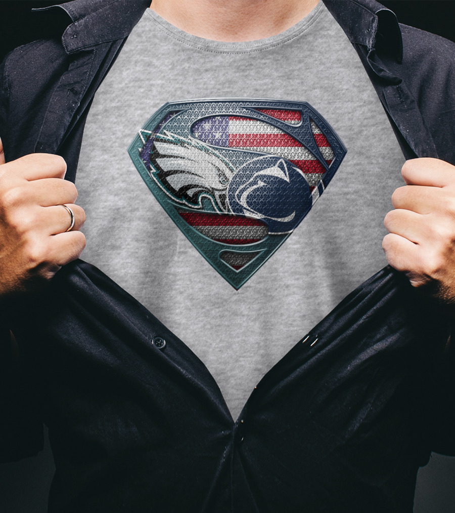 American Flag Philadelphia Eagles Penn State Superman Shield T-Shirt