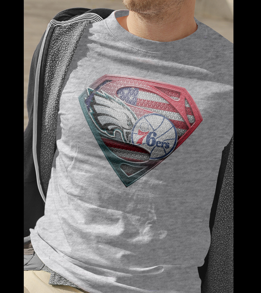 Philadelphia Eagles 76ers American Flag Emblem T-Shirt