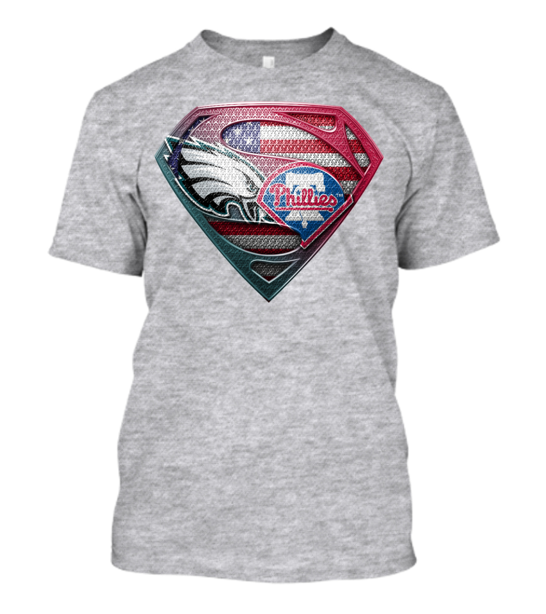 Philadelphia Eagles Phillies Super Logo American Flag - T-Shirt