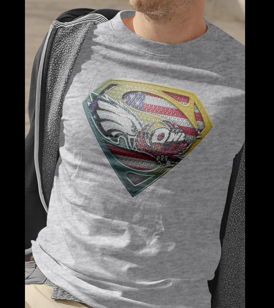 Eagle Owl American Flag Superman Shield T-Shirt